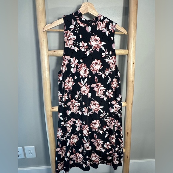 ✨Aeropostale Medium floral sleeves Midi Sundress keyhole mock neck - Picture 3 of 9